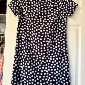 J. Crew Factory Navy and White Polka Dot Short-Sleeve Mini Dress